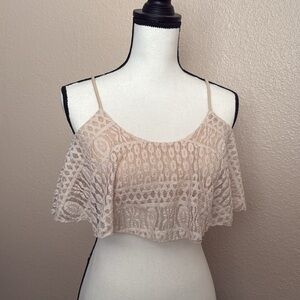 Elegant Lace Beige Crop Top